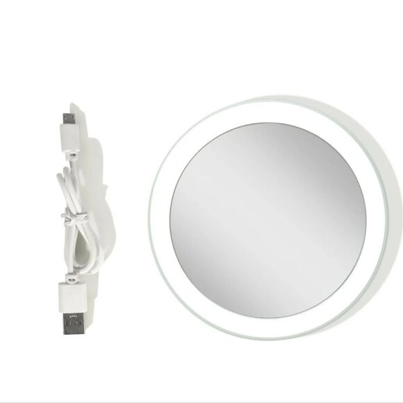 Zadro Rechargeable Compact LED Mirror w/Carrying Pouch- Grey - Picture 8 of 12